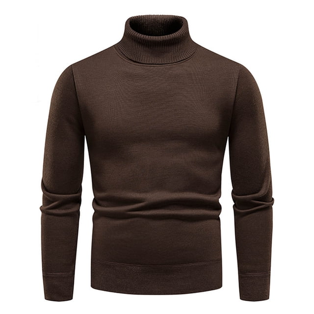 Jalioing Chandails d'Hiver pour Hommes, Chandail à Col Roulé à Manches Longues, Couleur Unie, Mode Tricoté