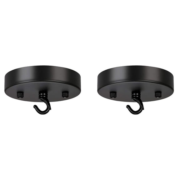BESTYASH 2Pack Ceiling Light Canopy Plate Black Metal Round Lighting Fixture for Friends