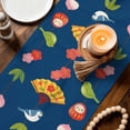 thumbnail image 3 of Navy Blue Spring Floral Table Runner 60 Inches, Green Botanical Summer Flower Birds Bed Runner Dresser Scarves Tabletop for Indoor Outdoor Parties/Ceremony/Banquet, 13" x 60", 3 of 9