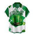 thumbnail image 2 of Camisa con estampado 3D completo del Día de San Patricio para hombre, camisas de playa con botones y sombrero verde, camisas casuales de manga corta para hombre, ropa, 2 of 4