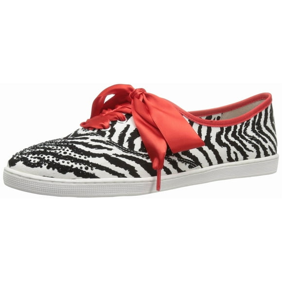 J.Renee Women's Schooner Fashion Sneaker, Black/White, 9 W US