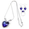 thumbnail image 1 of Collier, Bijoux Dame Ensemble Cristal Coeur Forme Collier à la Mode Bague Éprouvée Performance, 1 of 8