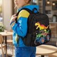 thumbnail image 3 of Jeiento Dinosaur Lightweight Toddler School Bag for Preschool, Tractor 13.5 Inch Kids Backpack for 2-5 Year Old, 2 Front Zipper & 2 Mesh Side Pockets Bookbag, 3 of 7