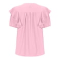 thumbnail image 4 of GigrtiJin Womens Summer Casual Tops Ruffle Short Sleeve Casual Solid Shirts Hollow out Loose Work Comfy Blouses, 4 of 6