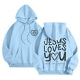 thumbnail image 3 of SIYUDAN Womens Sweatshirt Hoodies Jesus Loves You Print Hooded Sweatshirts Letter Print Hoodies Oversized Pullover Hoodie Fall Fashion Young Women, 3 of 5