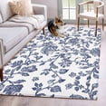 thumbnail image 3 of 2.7x5 Area Rugs, Blue Flower Non-Skid Rubber Backing Large Rectangle Rugs - Living Room Bedroom Home Office, Spring Leaf Vintage Farmhouse Boho Plant Indoor Floor Mat Carpets Washable Rug, 3 of 9