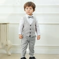 thumbnail image 7 of VBTAPA Boys Formal Suit Sets Long Sleeve Shirt, Dress Pants and Vest 3 Piece Set Gentleman Wedding Outfit Gray 1-2Years, 7 of 7