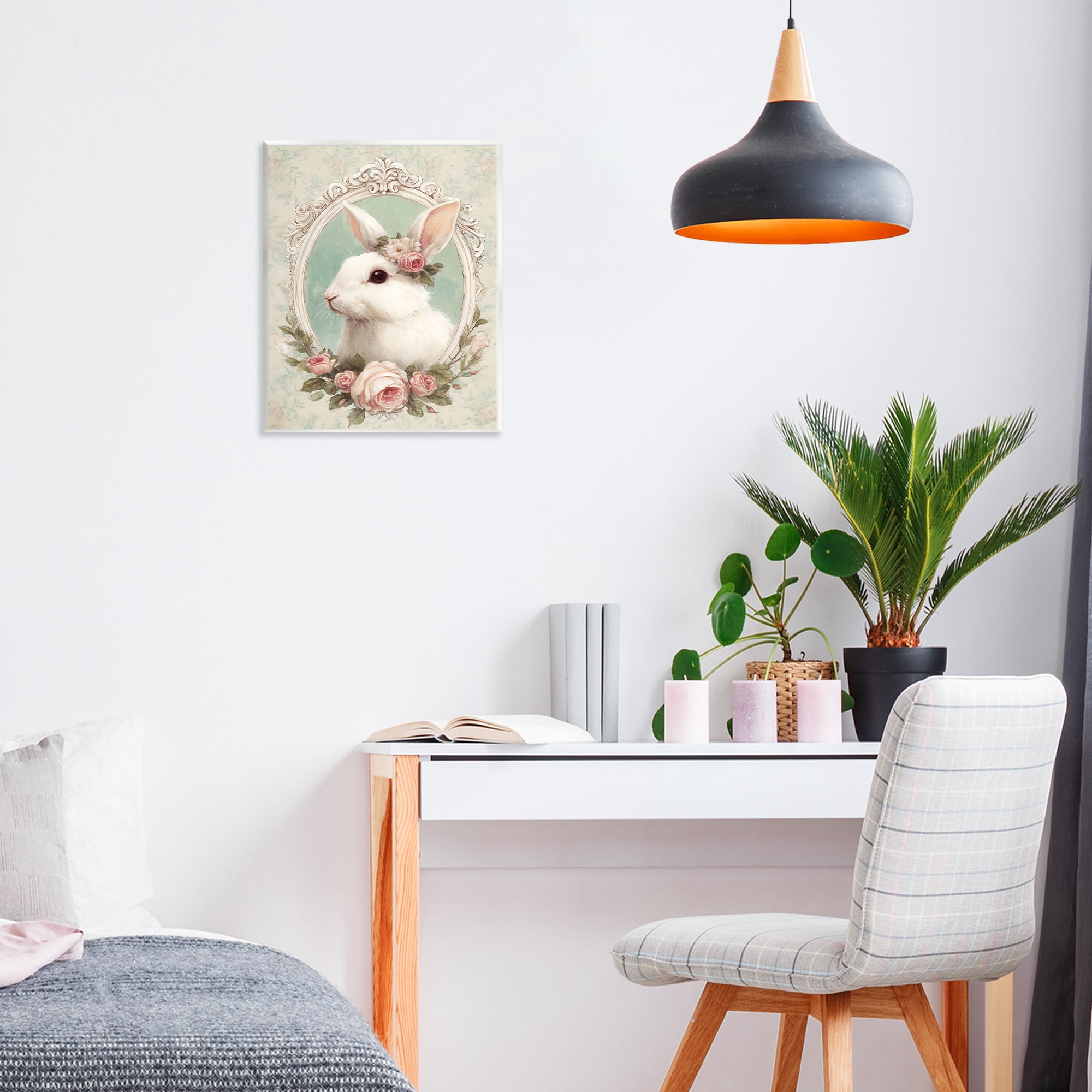 Stupell Industries Flower Fringed Bunny Portrait Wall Plaque Art, design by Ink Drop Loft