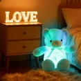 thumbnail image 4 of Large Light-Up Teddy Bear Plush Pillow, Soft Huggable Glowing Toy with Colorful LED Lights, Comfortable Cuddle Buddy for Bedroom Decor, Perfect for Adults to Relax & Sleep, Blue, 1pc, 4 of 6