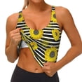 thumbnail image 4 of Xecao Sunflowers On Black And White Stripes for Sports Bra with Removable Pads, Crop Tank Top Design, Women's Longline Sports Bra - Non-Wired - XX-Large, 4 of 9