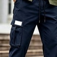 thumbnail image 4 of Mifsaly Mens Cargo Pants with Multi Pockets Elastic Waist Drawstring Utility Work Trousers Comfortable Relaxed Fit Outdoor Hiking Training Bottoms, 4 of 5