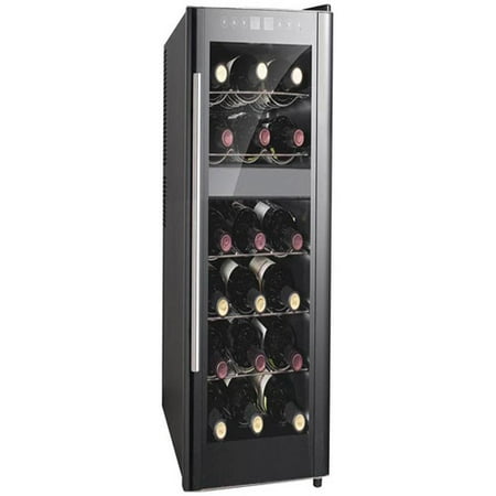 Sunpentown 18-Bottle Dual-Zone ThermoElectric Wine Cooler with Heating, Black