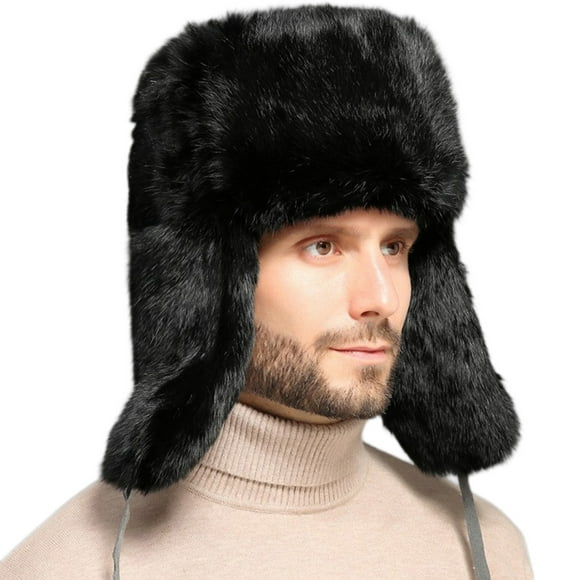 JMYHOAM Winter Beanie Hat Men's Solid Color Thick Outdoor Warm Ear Protection Adult Lei Feng Hat