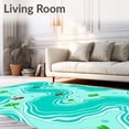 thumbnail image 2 of ODIKA 8'x10' Machine Washable Non-Slip Area Rug, Delightful Flowing River Current Animated Character Design High Traffic Rug with Pad, Turquoise, 725327, 2 of 8