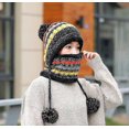 thumbnail image 3 of Conjunto de gorro y bufanda de punto para mujer, gorro de invierno cálido y grueso con pompón de ganchillo y dobladillo para exteriores., 3 of 5