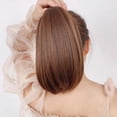 thumbnail image 3 of Extensión de cabello de cola de caballo corta, lisa, color negro natural, con clip en la mandíbula, resistente al calor, para mujer., 3 of 5