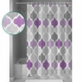 thumbnail image 4 of Geometric Morocco Shower Curtain, 48" x 72", Quatrefoil Lattice Purple Grey Waterproof Bathroom Curtain Washable Shower Curtain Set with 12 Hooks, 4 of 6