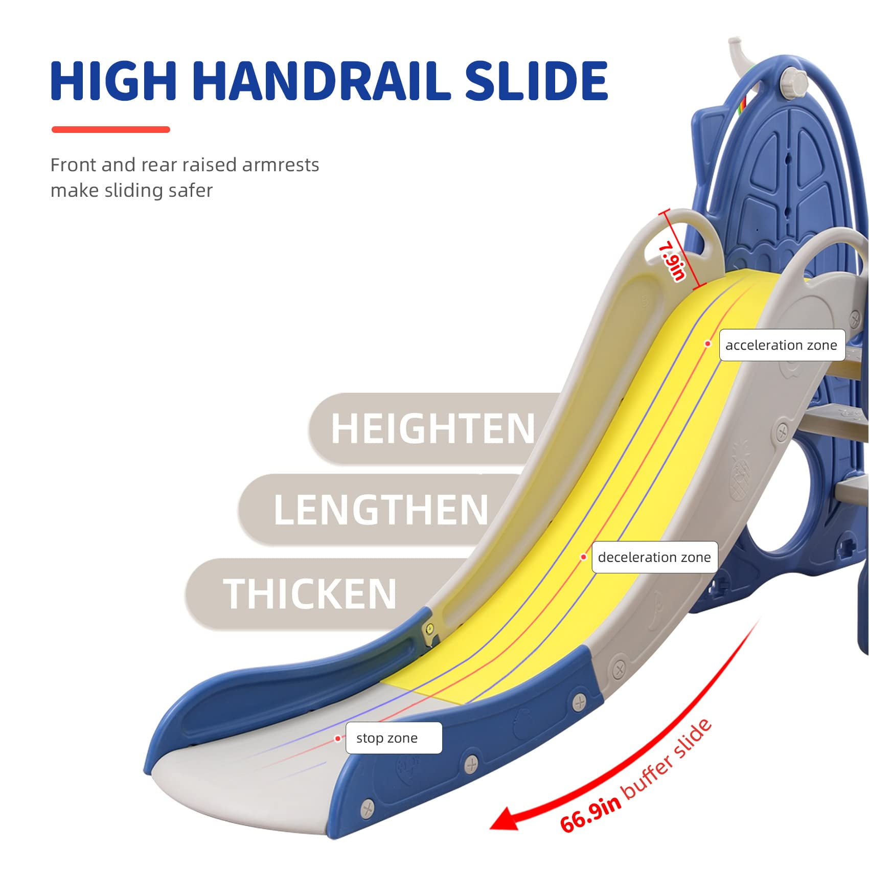 UNICOO® Toddler Slide and Swing Set, Kids Indoor and Outdoor Playground Combination for Boys & Girls (8 in 1 - Dark Blue)