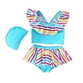 thumbnail image 1 of dmqupv Baby Girl Rash Guard Swimsuit Two Piece Children Comfortable Breathable Skin Friendly Sleeveless Swimsuit Set Fashionable Printed Swimsuit Blue,Size for 2-3 Years, 1 of 4