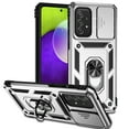 thumbnail image 1 of Heavy Duty Armor Case for Samsung Galaxy A73 5G, Rugged PC Soft TPU Military Grade Shockproof Metal Magnetic Car Mount Shockproof Cover with Camera Lens Sliding Ring Holder Bracket Case,Silver, 1 of 8