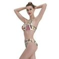 thumbnail image 5 of Daiia Vintage Coffee printed 2 piece Swimsuit Bikinis for Women High Waisted Racerback Bathing Suits Summer Tummy Control Scoop Neck Swimwear-Medium, 5 of 8