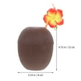 thumbnail image 4 of Homoyoyo Set of 2 Brown Plastic Luau Party Cups Reusable Drinkware for Hawaiian Themed Celebrations and Tropical Events, 4 of 6