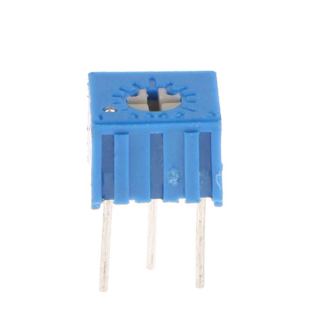 Potentiomètre Double Linéaire B10K Ohm - 0,5W - 15mm - 6 Broches + Bouton Jaune - Neuf