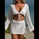 thumbnail image 5 of Traje de Baño de Crochet para Mujer, 2 Piezas, Larga, Top Corto con Lazo Frontal, Minifalda S, 5 of 7