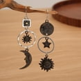 thumbnail image 4 of Nvzi Pendientes vintage con diseño asimétrico de bronce y luna (bronce), 4 of 5