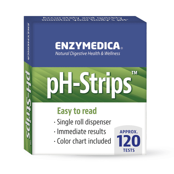 Enzymedica pH Test Strips, Urine pH Testing Kit, Fast Results, Accurate Acid & Alkaline Balance Monitor, Easy Roll Dispenser with Color Chart, 120 Count
