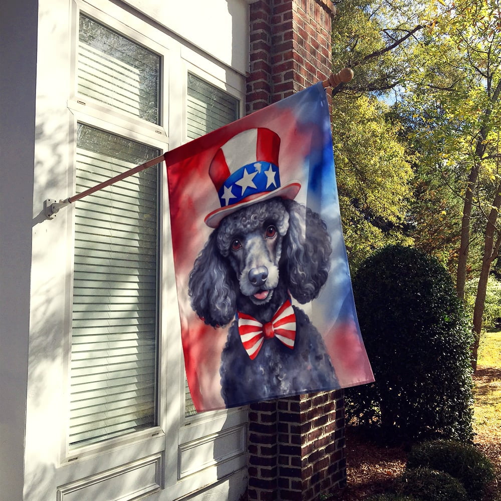Black Poodle Patriotic American House Flag 28 in x 40 in