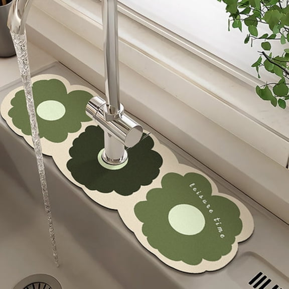Diatomite Kitchen Mat for Drying and Decorative with Elegant Floral Design