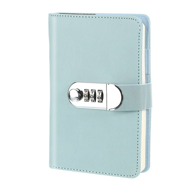 Unique Bargains A6 Diary with Lock, Journal with Lock Cute Journaling Leather Notebook Journal Diary, Blue