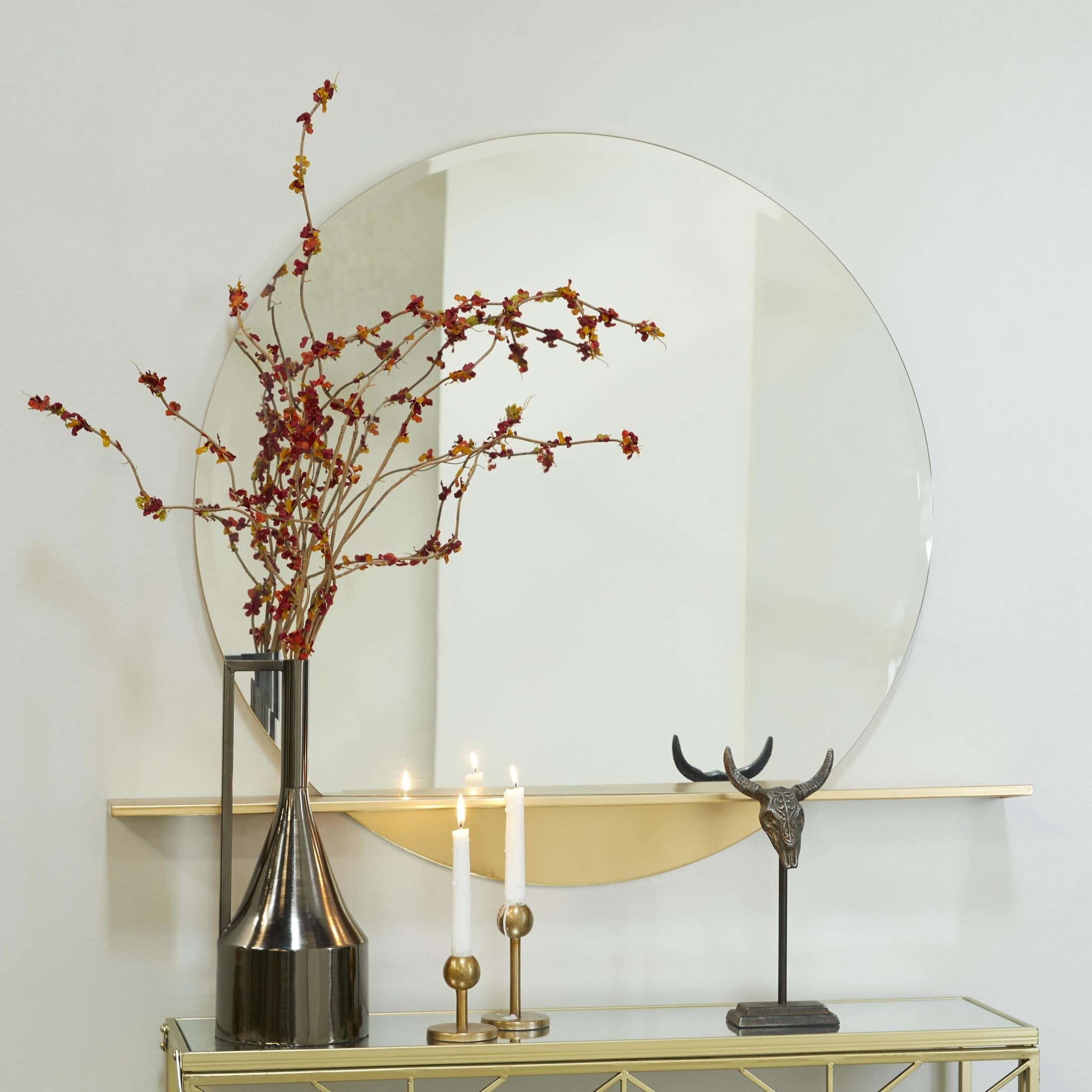 CosmoLiving by Cosmopolitan 44" x 36" Gold 1 Shelf Wall Mirror