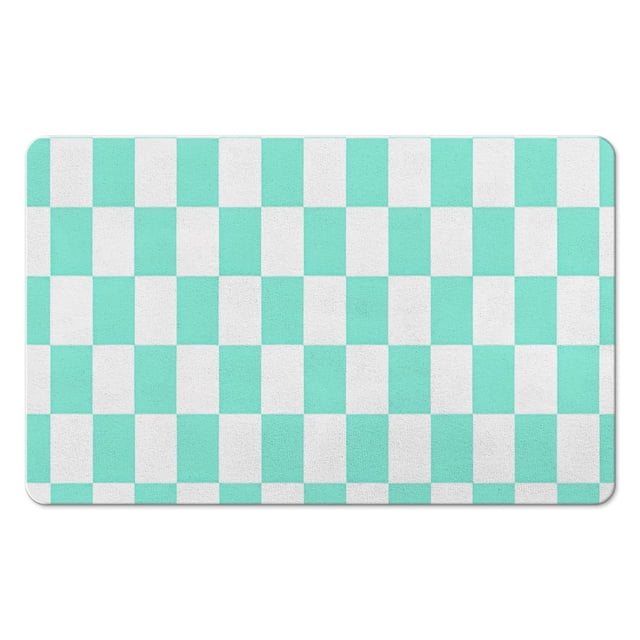 Stylish Checkered Grid Bathroom Rug (20x32in): Luxurious, Extra Soft & Absorbent Microfiber Bath Rugs, Non-Slip Bath Carpet Perfect for Bathroom Floors