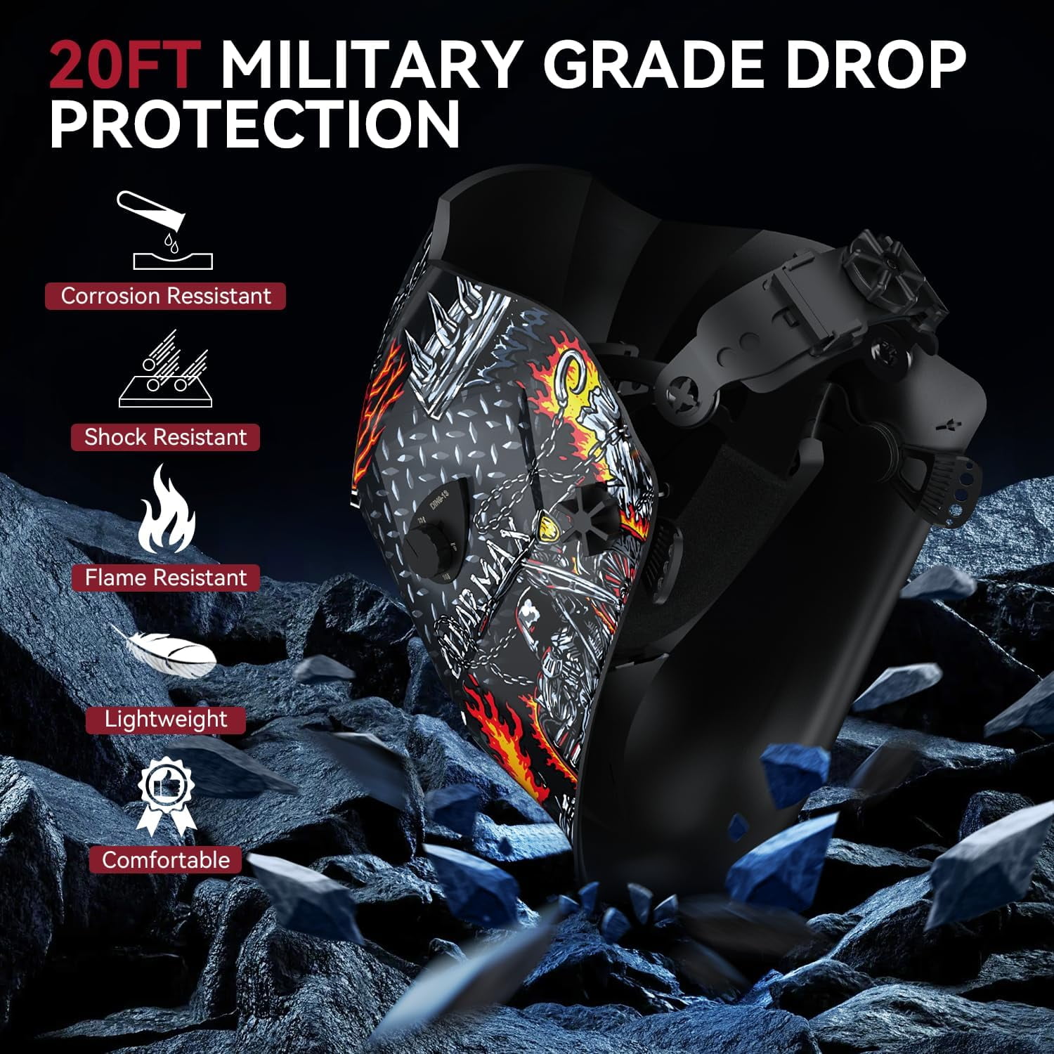 ARCCAPTAIN Welding Helmet Auto Darkening, Large View Welding Hood Mask True Color with Top Optical Clarity
