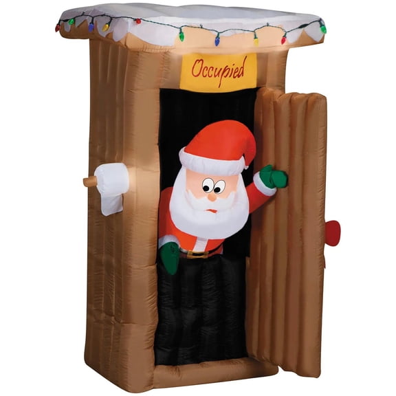 6 Ft. Airblown® Inflatable Animated Santa in Outhouse with Lights Christmas Outdoor Yard Decoration
