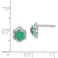 thumbnail image 4 of Auriga Fine Jewelry 925 Sterling Silver Rhodium Emerald and Diamond Post Stud Earrings for Women, 4 of 6