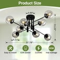 thumbnail image 2 of 8 Light Glass Globe Ceiling Light Black Mid Century Flush Mount Sputnik Light Fixture Bubble Chandelier Living Room Farmhouse for Dining Room Kitchen Bedroom., 2 of 6