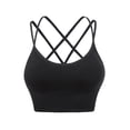 thumbnail image 4 of Sujetador deportivo con tiras para mujer, sujetador deportivo con espalda cruzada, sujetador de yoga acolchado, sujetador de entrenamiento de soporte medio, XL, 3 piezas (VERDE, NEGRO, PÚRPURA) JM, 4 of 6