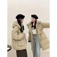 thumbnail image 5 of Abrigos de invierno para mujer Versión coreana de la chaqueta con capucha de plumón Chaqueta acolchada holgada y cálida gruesa de plumón de pato blanco para mujer, 5 of 5
