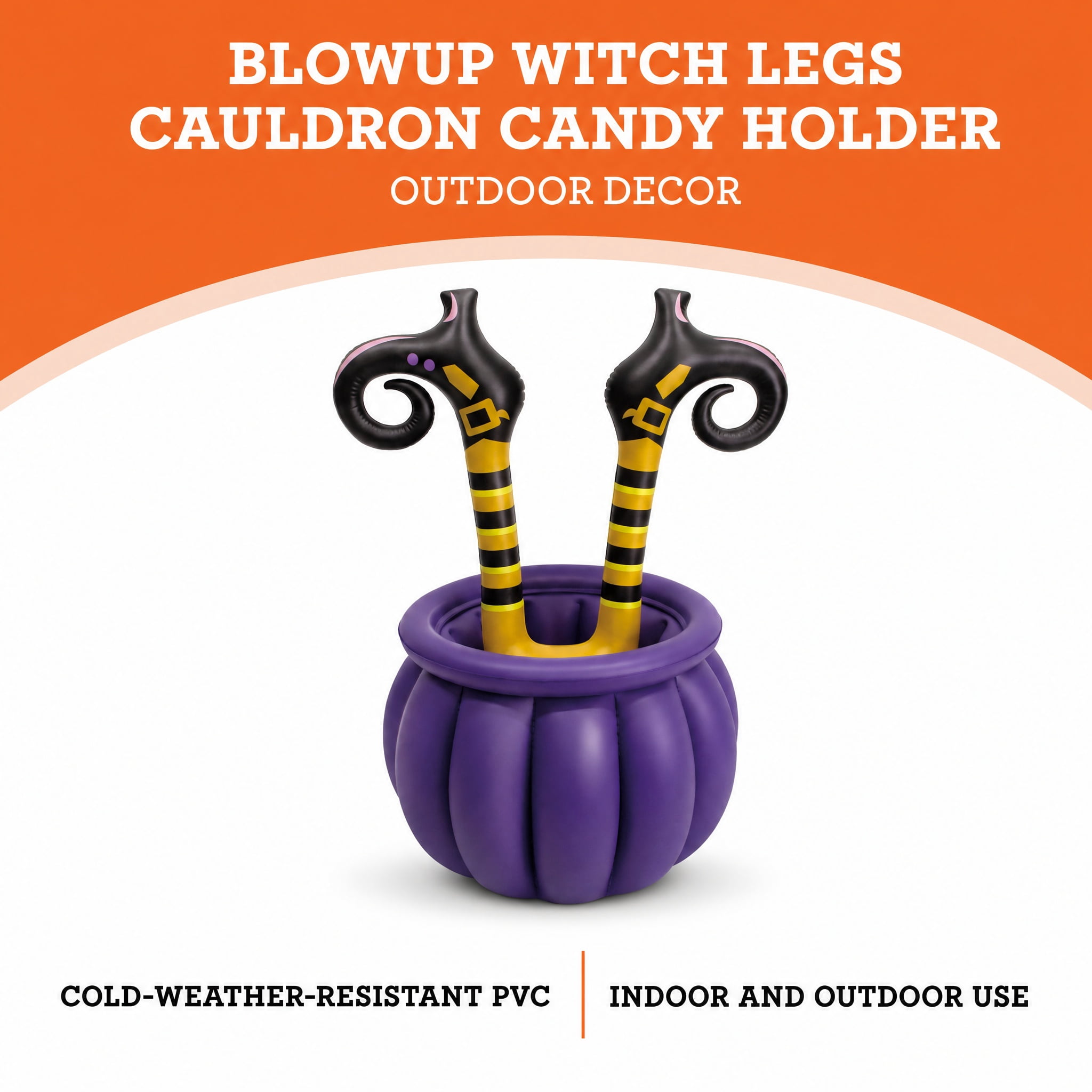 Blow-Up Witch's Legs Cauldron Candy Holder, Multicolor, 3.5', Halloween by Way To Celebrate