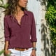 thumbnail image 1 of Pntutb Mujeres Suelto Casual Manga Larga Sólido Turn Down Collar Casual Blusa Camiseta tops Pntutb Pntutb-5682, 1 of 8