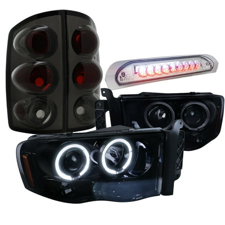 Spec D Tuning 2002 2005 Dodge Ram Glossy Black Halo Pro Headlight Spec D Tuning 2002 2005 Dodge Ram Glossy Black Halo Pro Headlight Smoke Tail Lamp Led 3rd Brake 2003 2004