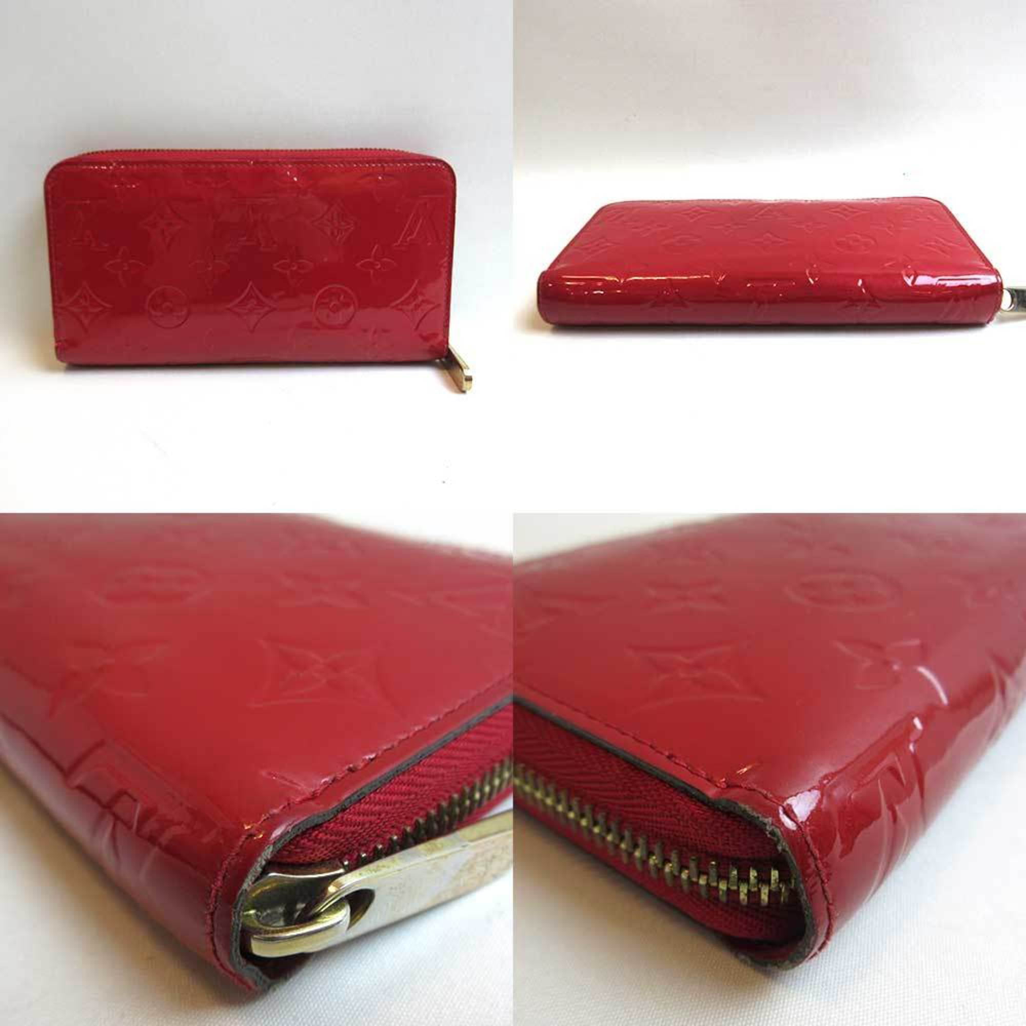 LOUIS VUITTON red leather zippered wallet - Red leather …