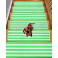 thumbnail image 2 of White Green Striped Stair Treads Non Slip for Steps Simple Stripes Background 15 Pcs Reusable Adhesive Stair Runner Mats for Dogs Elders Carpet Treads Rugs for Staircase 8x30 In, 2 of 7