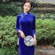 thumbnail image 5 of ALSLIAO - Nuevo y lujoso vestido largo de terciopelo para mujer, cheongsam chino, corte entallado, qipao azul real, talla 2XL, 5 of 8