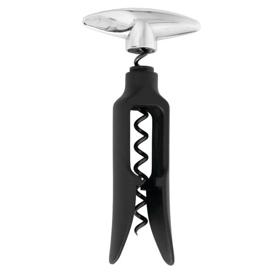 True Twister: Easy Corkscrew Turn Key Bar Accessory Wine Bottle Opener, 6", Black