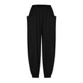 thumbnail image 4 of Gaecuw Palazzo Pants for Women Relaxed Fit Long Pants Pull On Lounge Trousers Sweatpants Casual Loose Baggy Yoga Pants Mid Waisted Summer Ankle Length Workout Pants with Pockets Solid Athletic Pants, 4 of 9