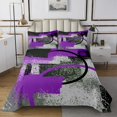 thumbnail image 1 of Erosebridal Purple Gray Black Coverlet Set Queen, Abstract Stripe Line Bedding Set, Contemporary Room Decor 3 Pieces, 1 of 5